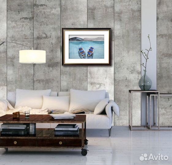 Живопись акварель. Картина лодки