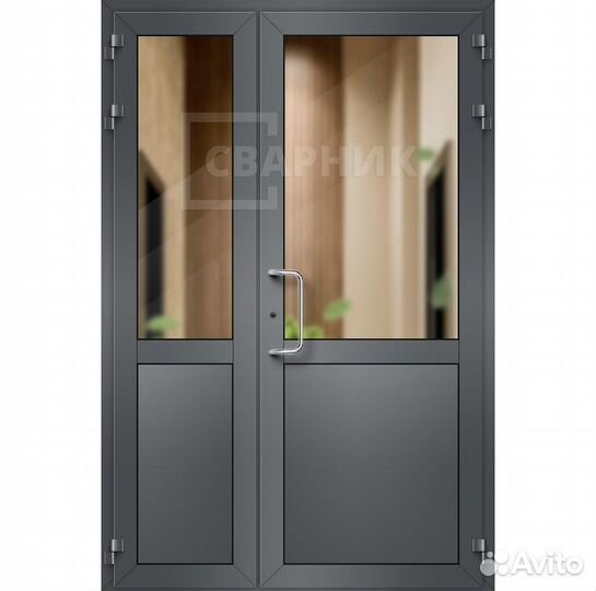 Полуторная алюминиевая входная дверь да-1207