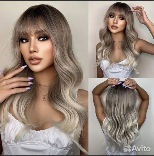 Парик блонд с челкой