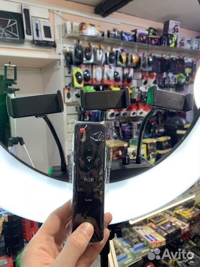 Кольцевая Селфи лампа 56см 80W цветная RGB