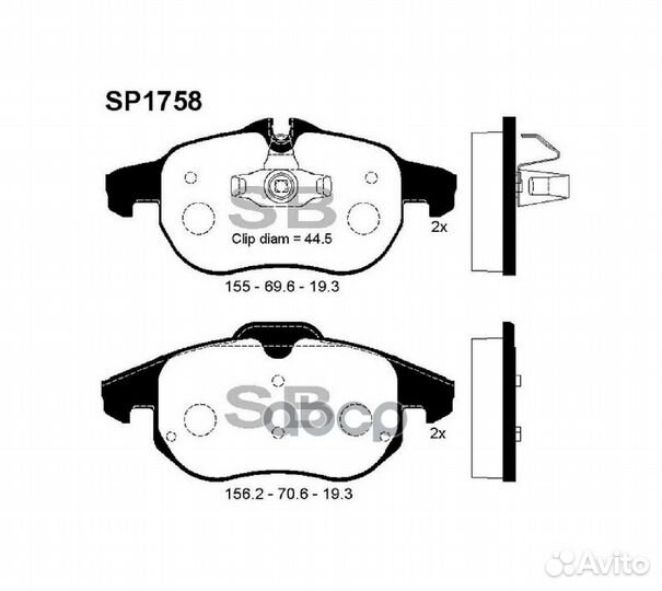 Колодки тормозные передние SP1758 SP1758 Sangsi