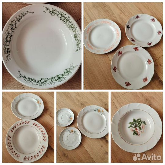 Тарелки фарфор Рижский фз, Крыжовник Чайка