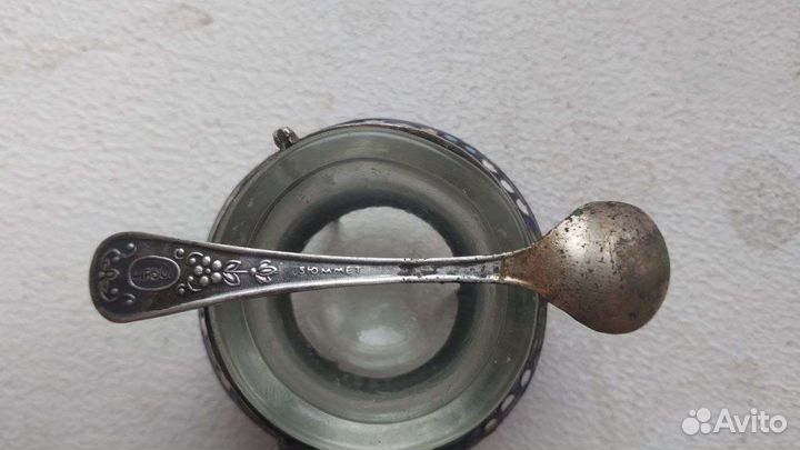 Солонка с ложечкой 5 юммет. Мельхиор