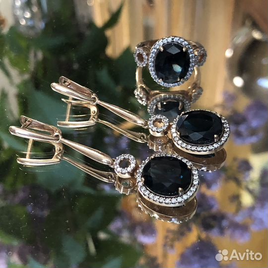 Серьги и кольцо серебро