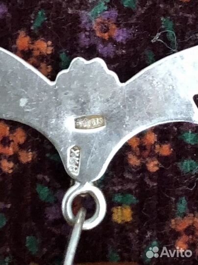 Колье серебро СССР с медовым янтарем