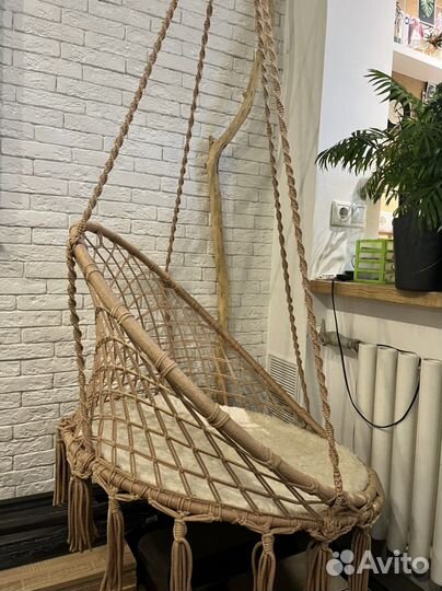 Подвесное кресло качель макраме 70 см