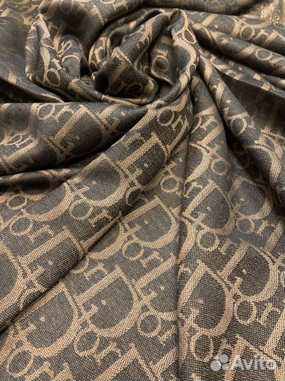 Кашемировый платок Dior коричневый с черным