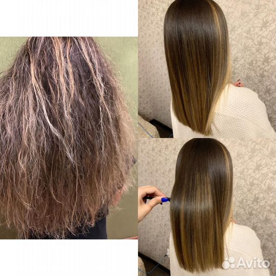 Кератиновое выпрямление, ботокс волос, Наращивание