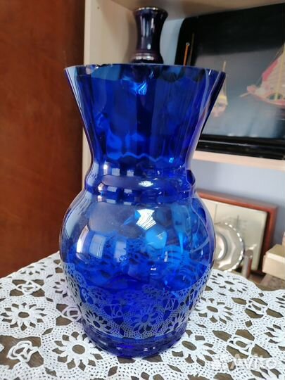 Ваза синее стекло СССР