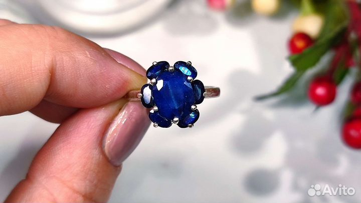 Кольцо с сапфирами Шри-Ланка 5,25ct, 17,75 р-р 925