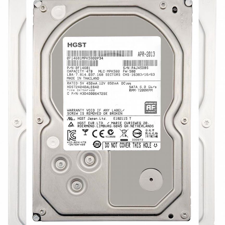 [HDS724040ALE640] Жесткий Диск Hitachi H3d40006472se 4tb 7200 Sata2 Hds724040ale640