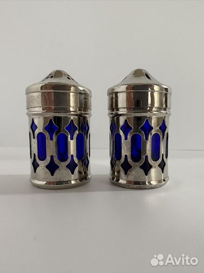 Набор для специй Лебеди, кобальт, подсвечник