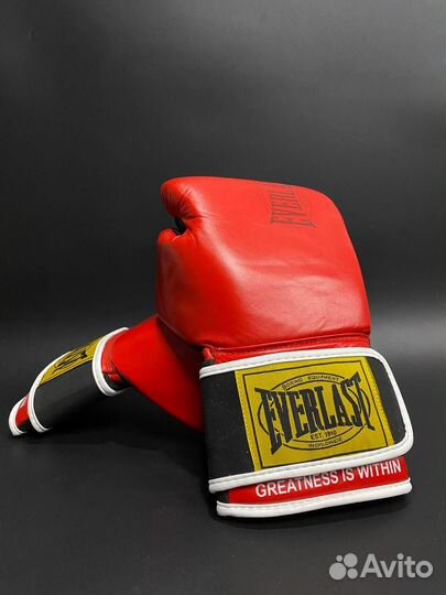 Боксерские перчатки everlast с сеткой, кожа RED