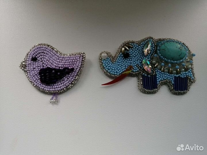 Брошь слон ручная работа