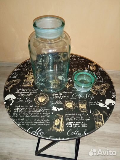 Бутыль стеклянная с крышкой стеклянной