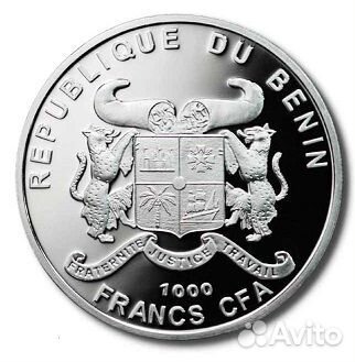 Монета Каннабис серебро эмаль Бенин 2010 год