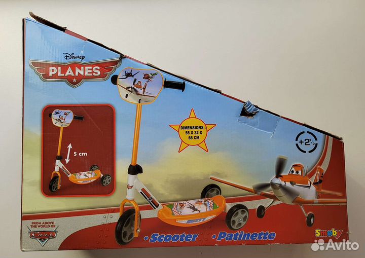 Детский самокат 3-х колесный Самолеты