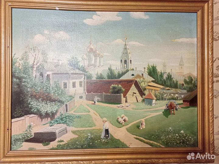 Старинная картина холст маслом