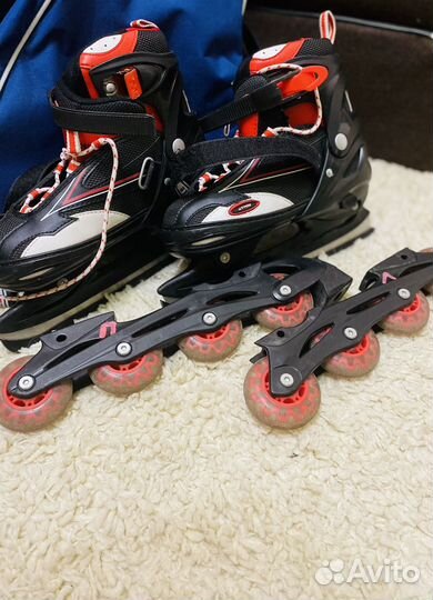 Ролики и коньки 2 в 1 раздвижные 38-41р