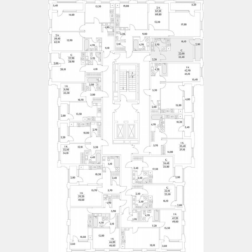 Квартира-студия, 59,5 м², 10/13 эт.