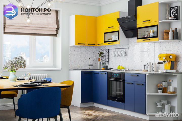 Кухня Техно 0.9 на 2.7 м компоновка №2 горчица соф