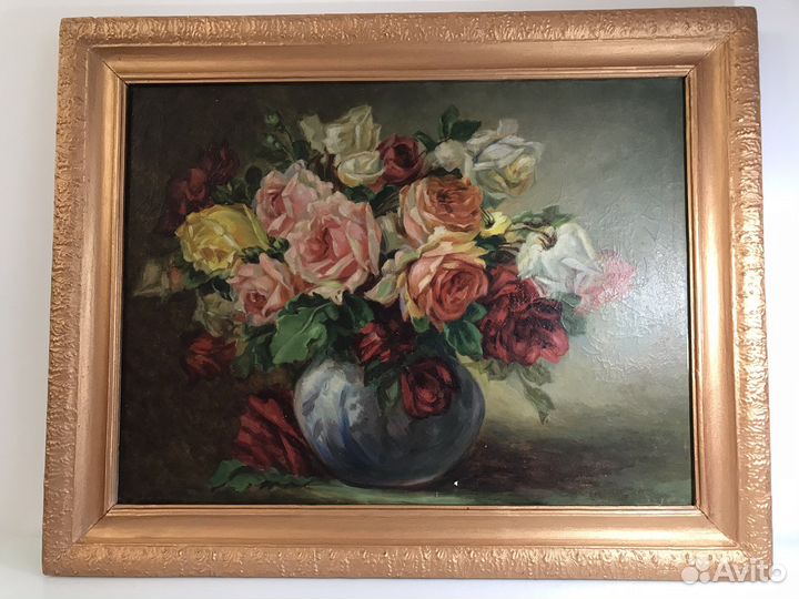 Старинная антикварная картина маслом на холсте