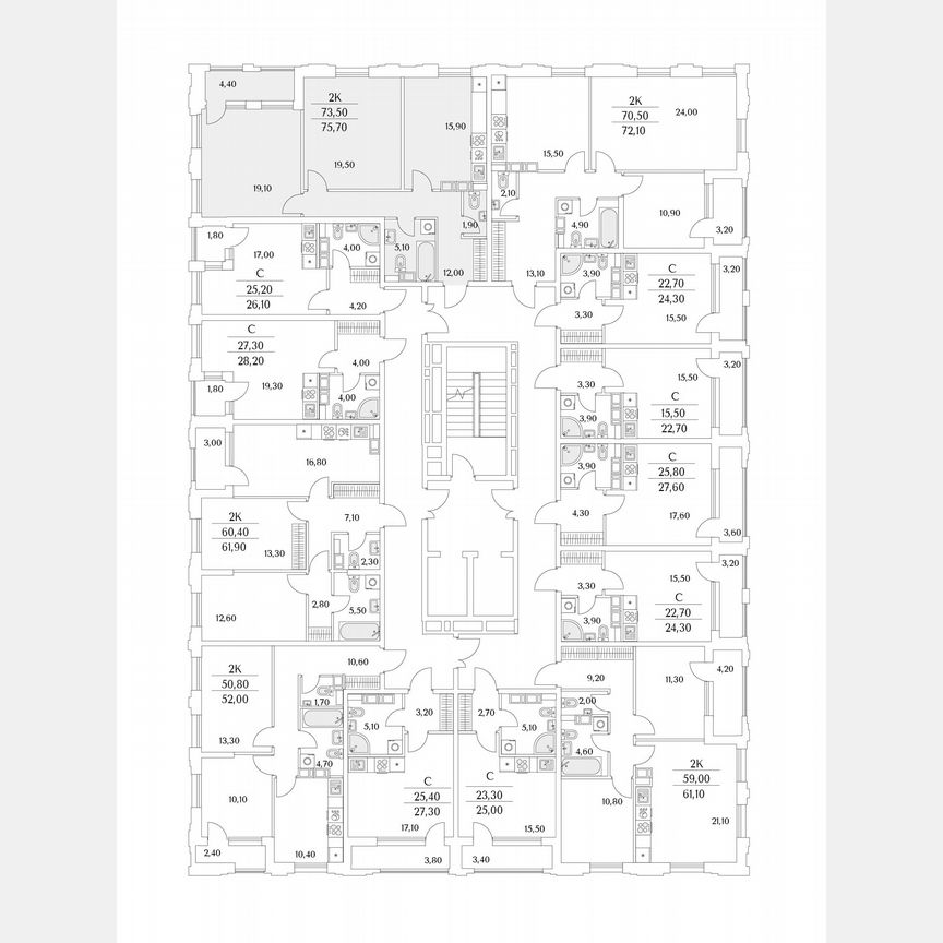 2-к. квартира, 75,7 м², 5/13 эт.