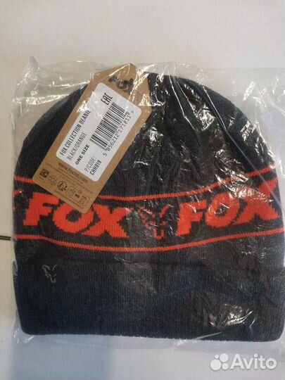Шапочка FOX collection beanie HAT - black & orange