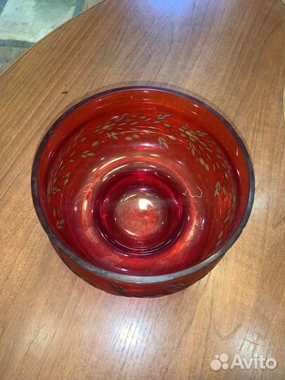 Ваза для фруктов СССР Диам19см Алмазная резка