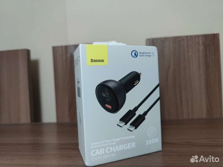 Автомобильная зарядка Baseus 160W, 2 type c + USB
