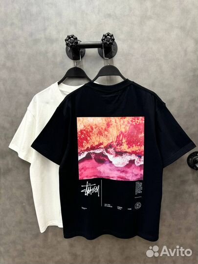 Футболка stussy черная хлопок
