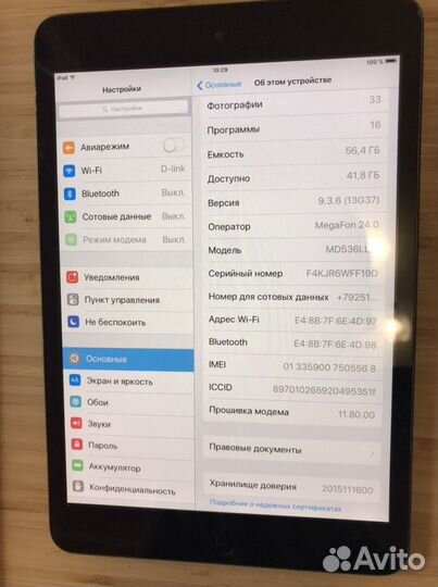 iPad mimi 1, черный, с симкой