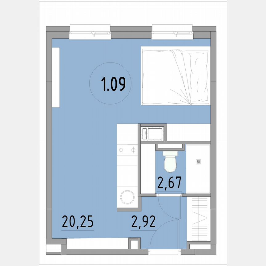 1-к. апартаменты, 34,9 м², 1/13 эт.
