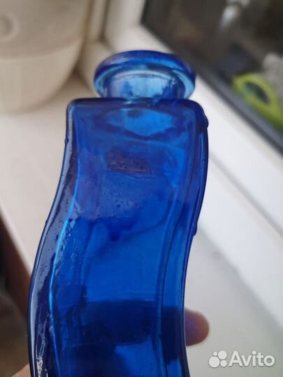 Ваза синяя стеклянная