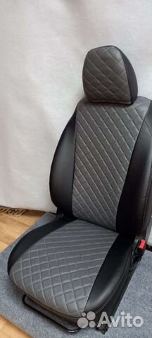 Чехлы Кия Спектра серая экокожа ромб до верха