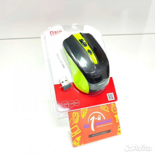 Мышка беспроводная SmartBuy ONE 352 черно/зеленая