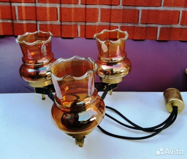 Люстра трехрожковая, с бронзовым покрытием