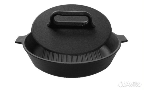Чугунная сковорода гриль с прессом(тапака, табака)