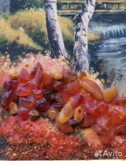 2 картины с янтарем времен СССР