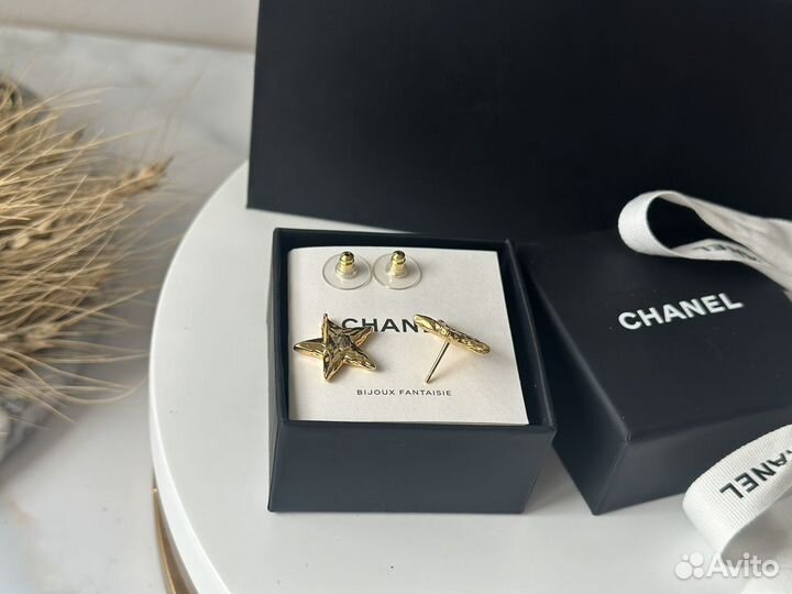 Серьги chanel оригинал новые комплект бутика