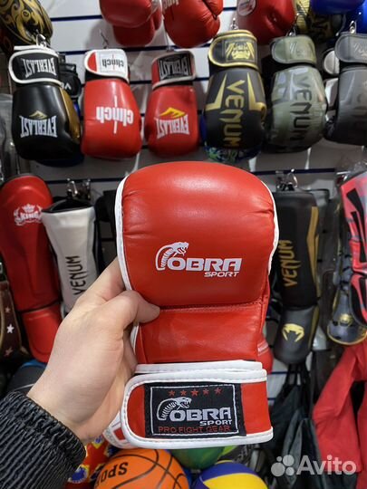 Перчатки крабы для мма и единоборств кожаные