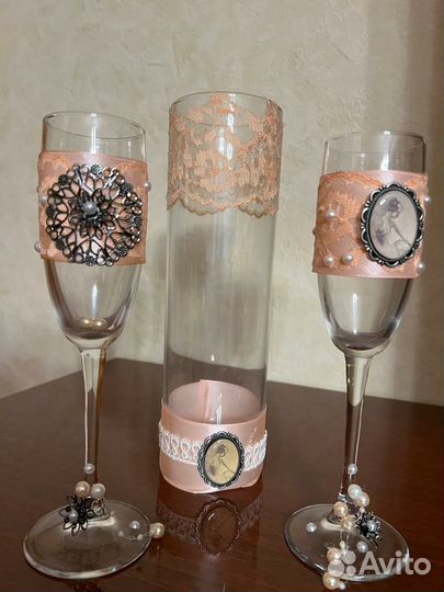 Свадебные бокалы ручной работы