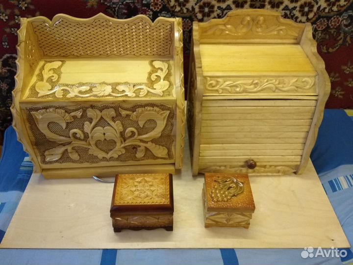 Хлебницы и шкатулки ручной работы - резьба