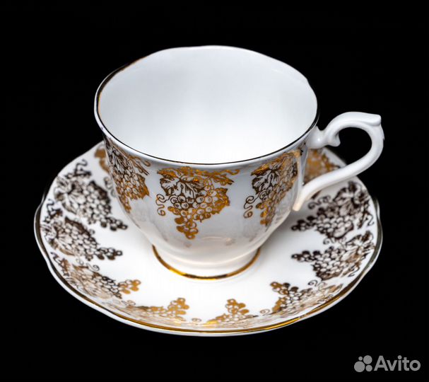 Чайная пара Royal Albert, золото, виноград, винтаж