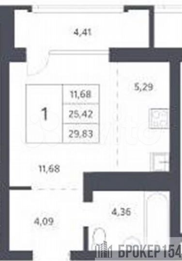 Квартира-студия, 25,4 м², 14/21 эт.