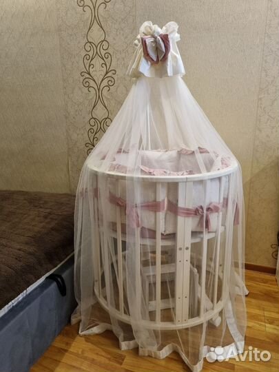 Балдахин,бортики,круглый матрас и наматрасник