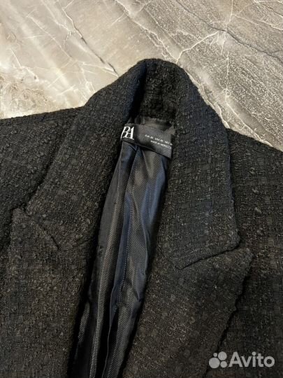 Пиджак жакет женский zara черный твид