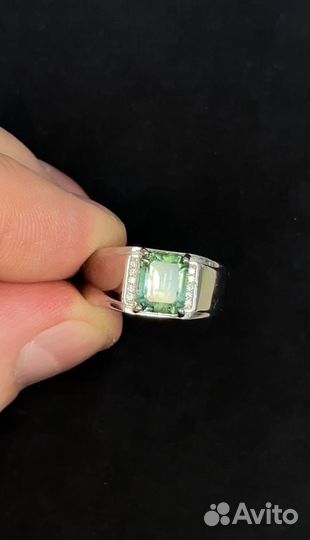 Кольцо с зеленым турмалином