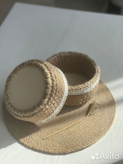 Корзина вязаная из джута