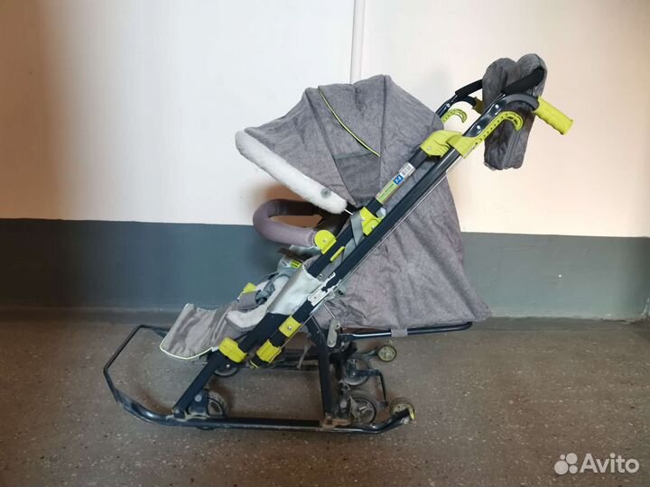 Санки коляска Ника 7-3 серый джинс